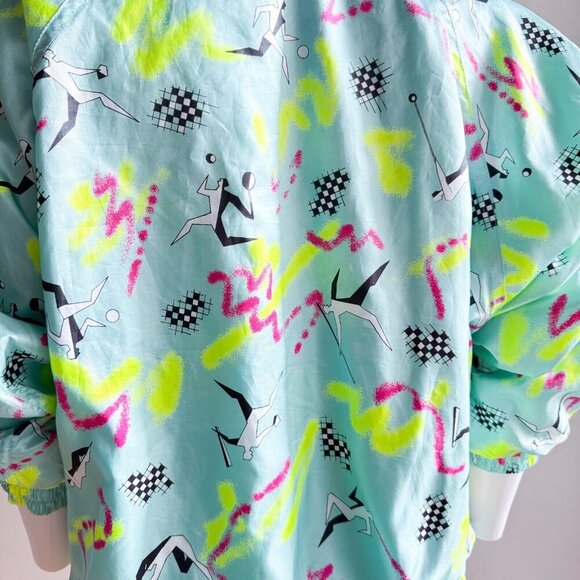 Vintage Puma Volleyball Print Turquoise Bright 2 Piece Warm up Track Suit 42/M - Picture 10 of 16